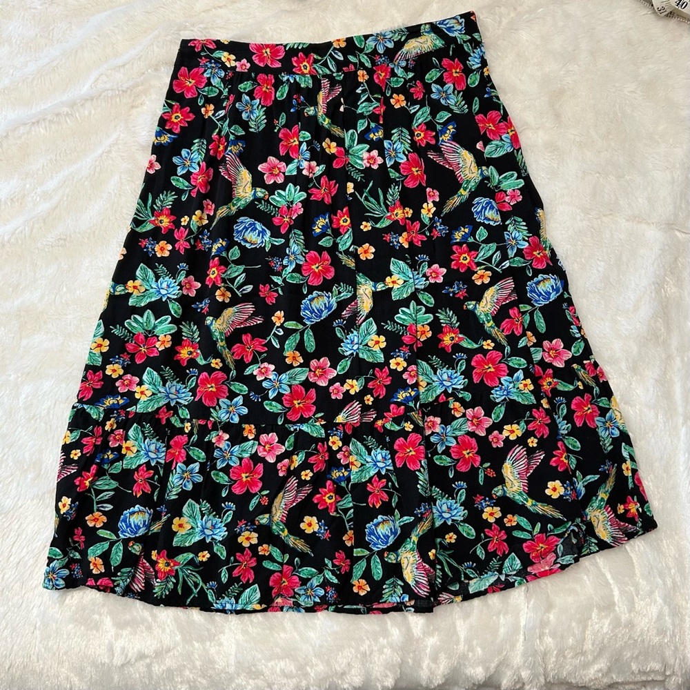 Old Navy Red and Blue A-Line Midi Skirt